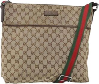 Gucci Pre-owned Cross Body Bags, female, Beige, Size: ONE SIZE Pre-owned Canvas Cross Body Bag