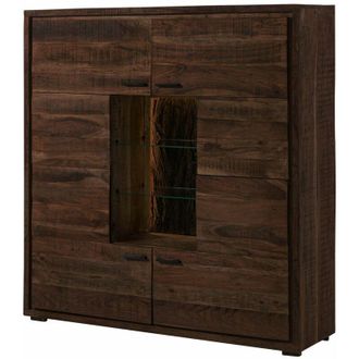 Massivmoebel24 Bark 207 Vetrina in legno di acacia laccato / marrone 145x40x153