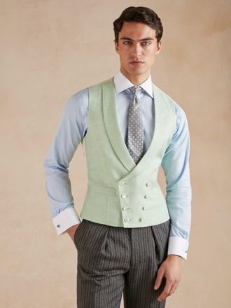 Oliver Brown Pure Silk Double Breasted Waistcoat - Green