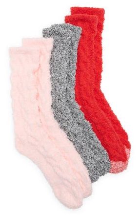 Nordstrom Rack Assorted 3-Pack Cable Butter Socks in Black Marl Pink Multi at Nordstrom Rack, Size 9/11