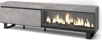 Skraut Home Skraut Home - Mueble Tv, Televisi&oacute;n, Muebles De Sal&oacute;n, Almacenaje, 210, Para Tv Hasta 80, Chimenea El&eacute;ctrica Xxl, Dise&ntilde;o Industrial, Estilo Moderno, G