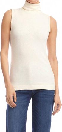 Karen Kane Ribbed Turtleneck Tank In Dark Cream