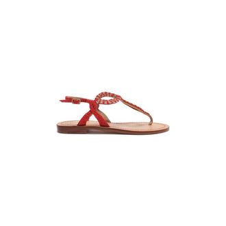 Maliparmi Flat Sandals, female, Red, Size: 11 US Floral Spin Sandal