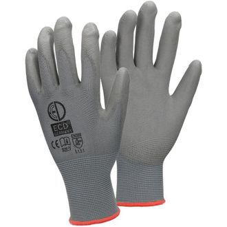 ECD Germany Ecd Germany - 144x Par Guantes De Trabajo Con Revestimiento De Pu Talla 7-s Color Gris Manoplas De Protecci&oacute;n Ideal Para Constructores Mec&aacute;nicos Const