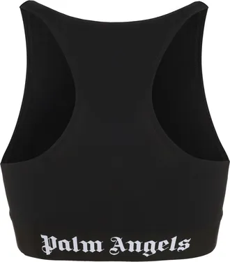 Palm Angels Womens Technical Fabric Crop Top Black Elastane