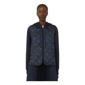 Max Mara Winter Jackets, female, Blue, Size: XL Edito Hooded Jacket