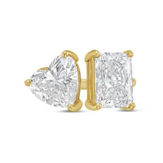Diana M. Jewels 14kt yellow gold 4ct Lab Grown Radiant & Heart Diamond Two-Stone Ring