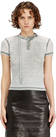 Diesel Rib-jersey top with biker neck strap - T-Shirts - Woman - Grey