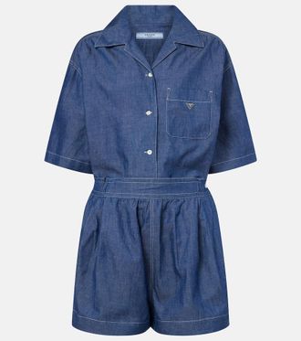 Prada Cotton and linen chambray romper