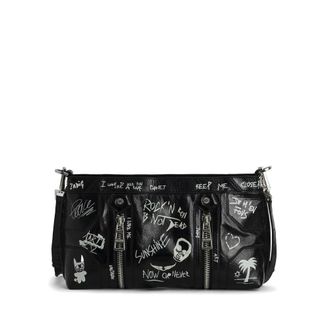 Zadig&Voltaire Glossy Leather Shoulder Bag with Logo Print