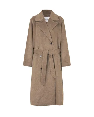 Sams&oslash;e & Sams&oslash;e Lead Gray Sahannen Melange Double-Breasted Coat