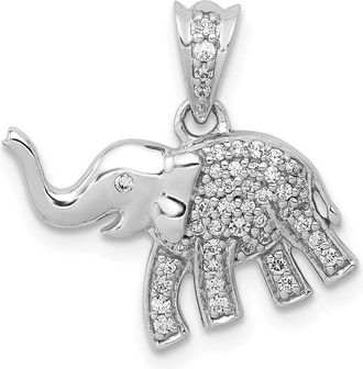 Diamond2Deal 14k White Gold 1/6 carat Diamond Elephant Pendant