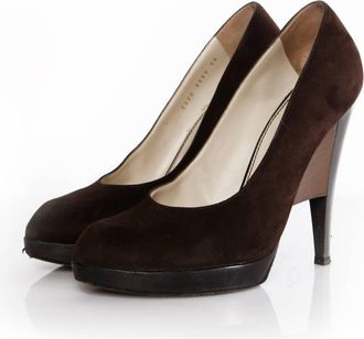 Saint Laurent Pre-owned Womens suede pump with architectural heel - Multicolour Leather - Size EU 40