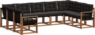 vidaXL Conjunto De Sof&aacute;s De Exterior 9 Uds. Natural Y Negro Vidaxl
