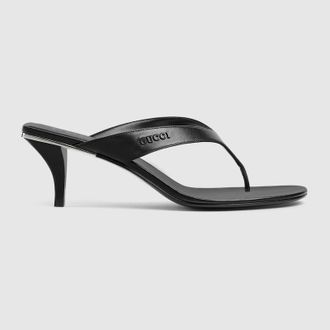 Gucci Womens Vittoria Thong, Black, Leather
