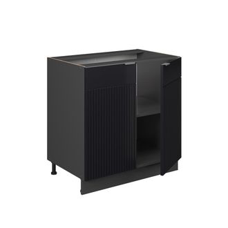 Vicco Armario Bajo Para Fregadero Fame-line, Rayas Negras, 80 Cm Con Estante, Et Roble