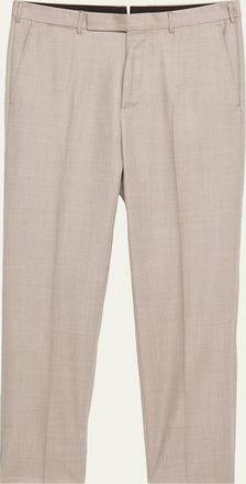Ermenegildo Zegna Mens Cavalry Twill Sharkskin Flat-Front Trousers