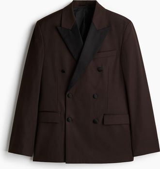 H&M Smokingjacke aus Wollmix in Regular Fit - Brown