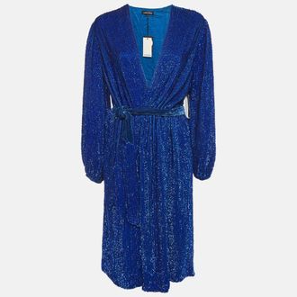Retrof&ecirc;te Blue Sequin Gabrielle Wrap Dress