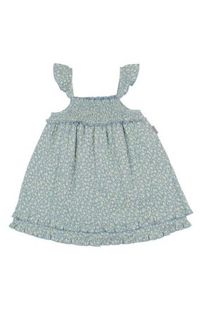 LOvedbaby Organic Cotton Muslin Dress in Lagoon Floral at Nordstrom, Size 12-18M