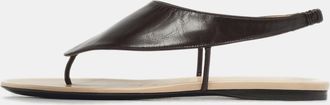 The Row Dark Brown Leather Ravello Slingback Flats