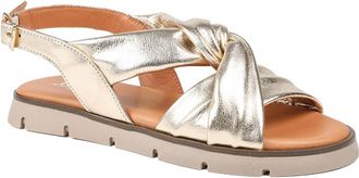 Jones Bootmaker Womens Jocasta Leather Twist Strap Sandals - Gold - Size UK 8