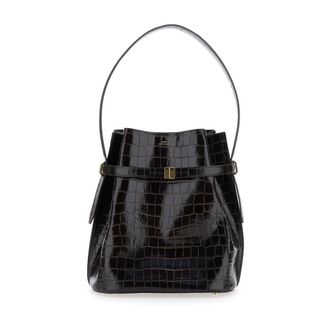 Toteme Tassen, Dames, Bruin, ONE Size, Leer, Riem Croco-Embossed Bucket Bag