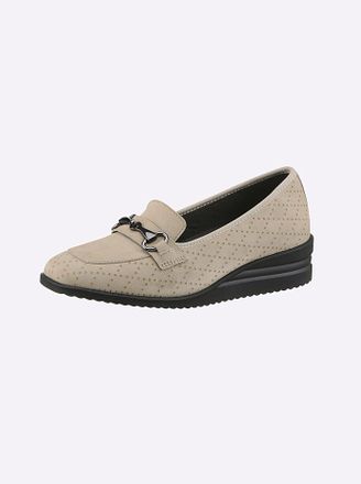 Casual Looks Slipper CASUAL LOOKS, Damen, Gr. 36, beige (champagner), Veloursleder, Basic, Schuhe Slipper