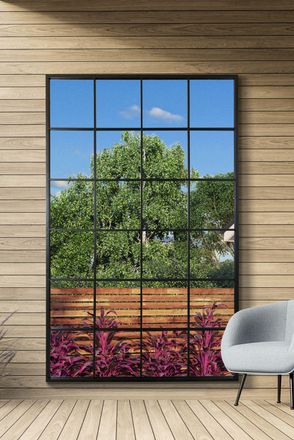 MirrorOutlet Black Modern Window Garden Wall Mirror 69 X 43 (174CM X 110CM) | Size: 1 Pack