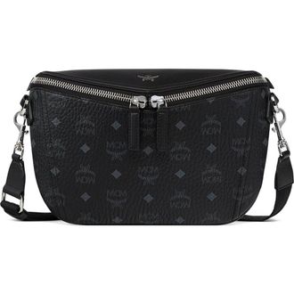 MCM Small Diamant 3D Crossbody in Visetos Leather Mix in Bk at Nordstrom