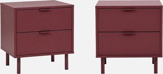 Sweeek Mesita De Noche De Madera Y Metal Con 2 Cajones, Set De 2