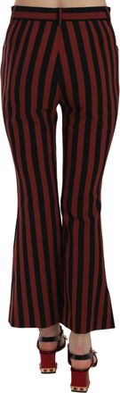 Dolce & Gabbana Womens Black Amaranth Stripe Cropped Flared Pants