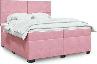 vidaXL Cama Box Spring Con Colch&oacute;n Terciopelo Rosa 200x200 Cm Vidaxl