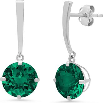 MAX + STONE 14k Yellow or White Gold 8mm Solitaire Gemstone Round Drop Dangle Earrings