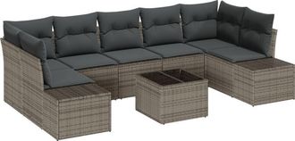 vidaXL Garden Sofa Set with Cushion Manual 8 pcs Grey 55 x 55 x 37 cm Vidaxl