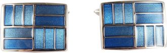David Van Hagen Mens 2-Tone Rectangle Cufflinks - Blue