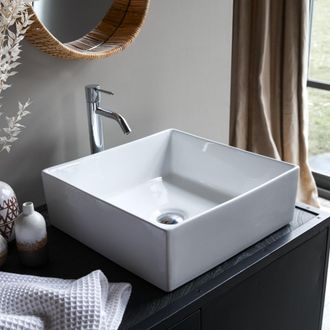 Tikamoon Lavabo cuadrado de cer&aacute;mica an. 41 cm