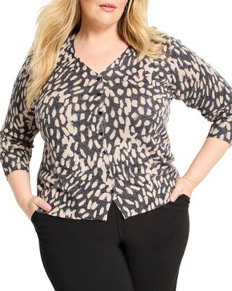 Nic+Zoe Nic+Zoe Plus Wild Dot Buttoned Up Pullover Sweater