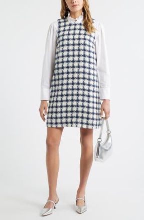 Caslon Tweed Sleeveless Shift Dress in Ivory- Navy Tweed Grid at Nordstrom Rack, Size Xx-Small