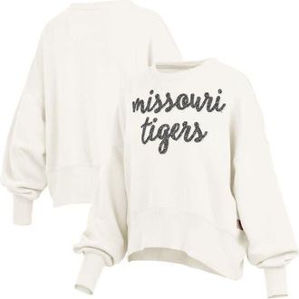 Pressbox Womens Pressbox Cream Missouri Tigers Oversized Chelsea Waist Length Pullover Sweatshirt at Nordstrom, Size Xx-Large