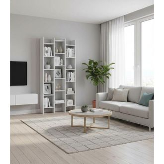 Dmora Libreria - 18 Ripiani Installazione a Muro, Bianco, -, 96x29x192h cm Mahaica