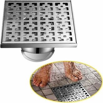 OEM Desag&uuml;e De Suelo Exterior, Desag&uuml;e De Suelo Y Desag&uuml;e De Ducha, Desag&uuml;e De Suelo, Desag&uuml;e Con Tap&oacute;n De Perfume Y Colador De Pelo, Plateado - 20 &times; 20 C