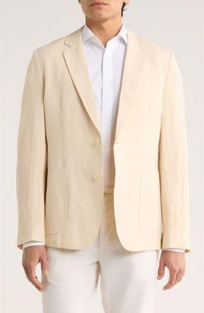 Percival Tailored Fit Solid Linen Blazer in Cream at Nordstrom, Size 36