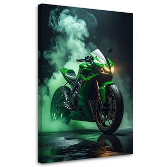 Feeby Cuadro Sobre Lienzo, Motocicleta Verde, 80x120
