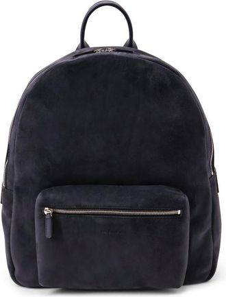 Kiton Suede Backpack With Engraved Logo