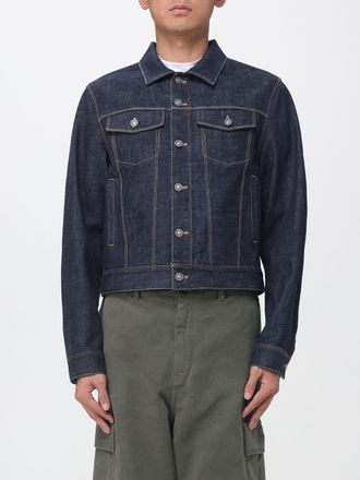 Fendi Giacca-camicia in denim di cotone con tasche a toppa e cuciture a contrasto