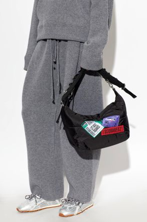 Dsquared2 Quilted Shoulder Bag With Patches, Womens, Black
