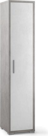 OEM Armario Multiusos Estrecho En Madera De Cemento Blanco 39x41x H182 Cm