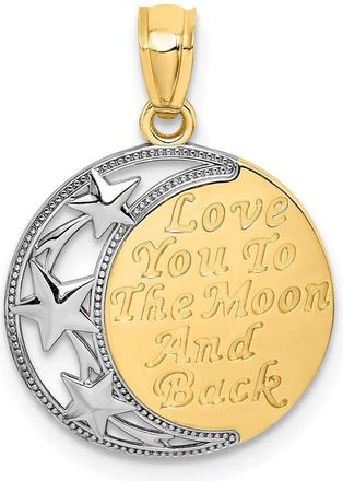 Diamond2Deal 14k Yellow Gold and White Rhodium LOVE YOU TO THE MOON AND BACK Pendant
