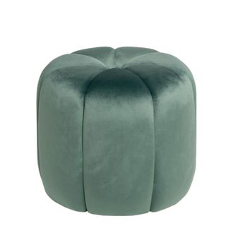 Koketto Home Puff circular de terciopelo turquesa con bot&oacute;n central